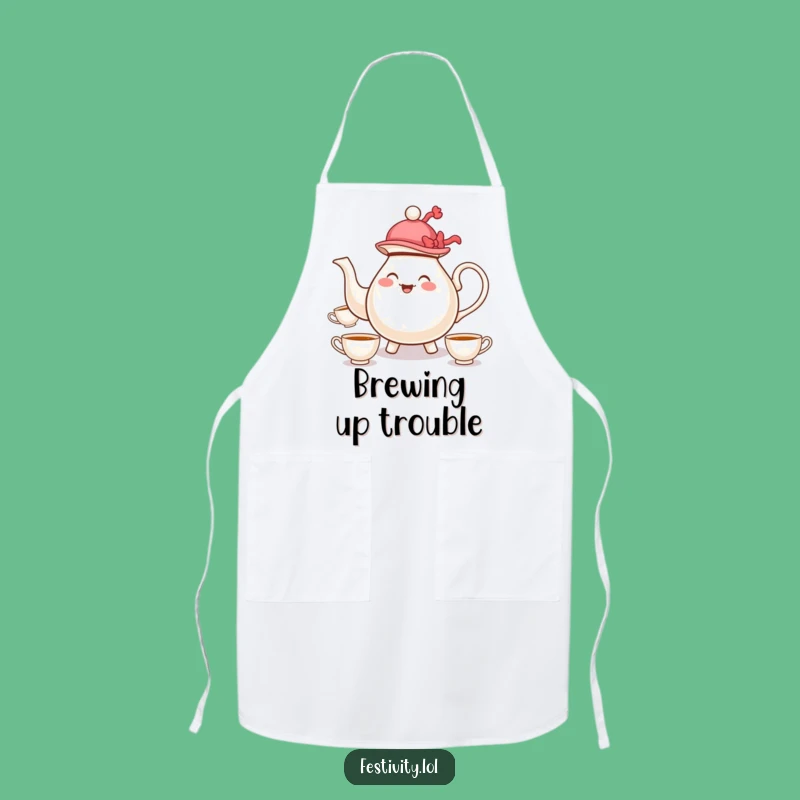 Funny Teapot Juggling Apron: Whimsical Cartoon Character Kitchen Wear For Gift