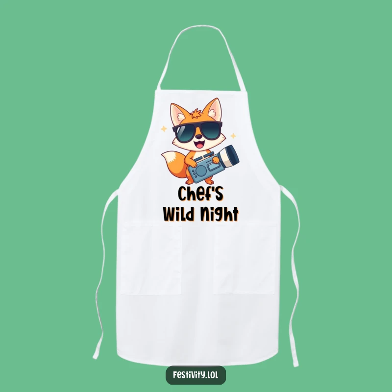 Funny Fox Party Apron - Cool Sunglasses Kitchen Wear for Hilarious Chefs Gift