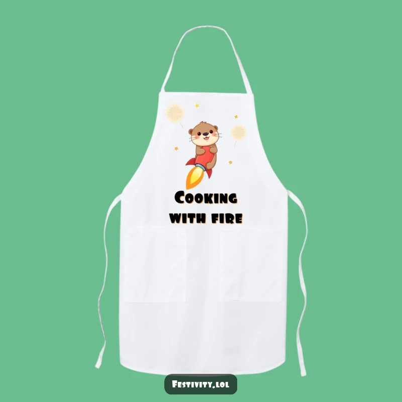 Funny Otter Rocket Apron: Kitchen Adventure, Cheerful Blast, Perfect Chef Gift