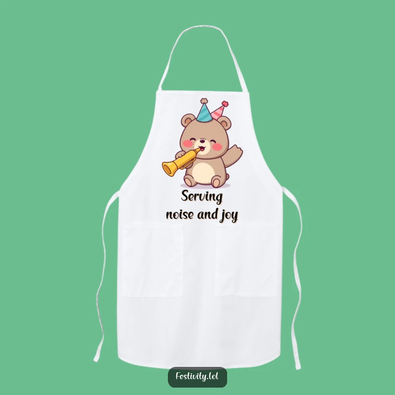 Funny Bear Party Trumpet Apron: Cook Up Smiles with Hilarious Style!