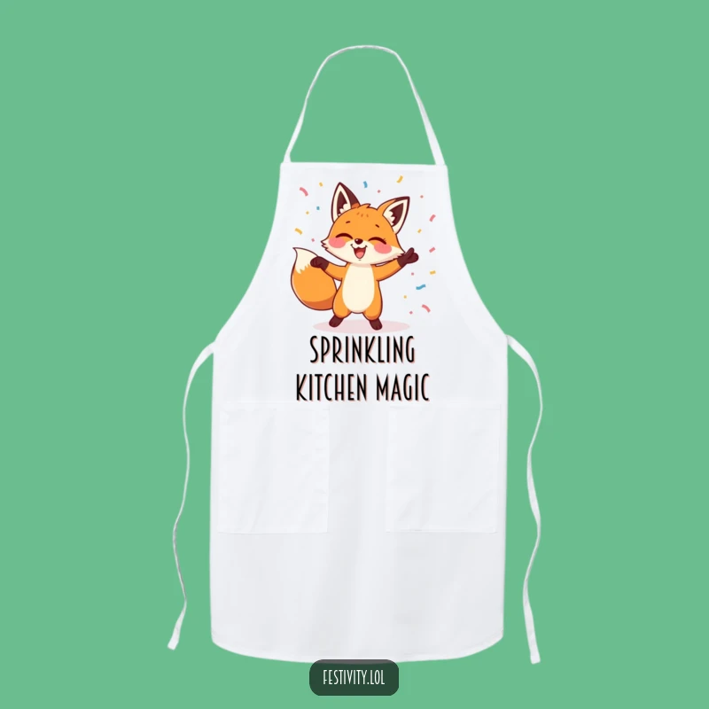 Funny Fox Dancing Confetti Apron: Cook with Joy and Festive Flair!