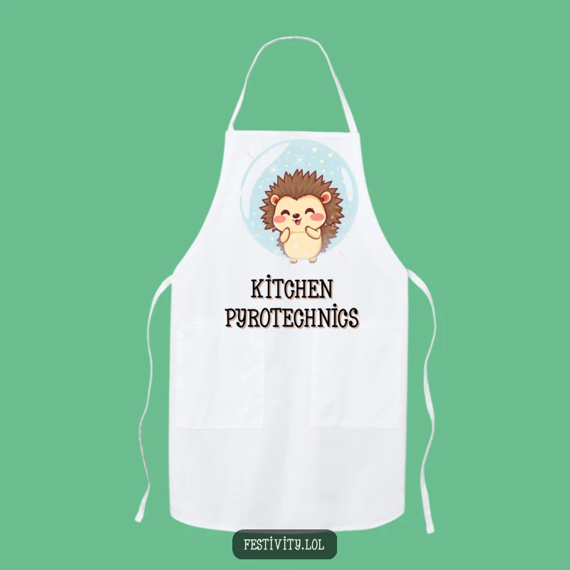 Funny Hedgehog Celebration Apron: Cook with Festive Flair!