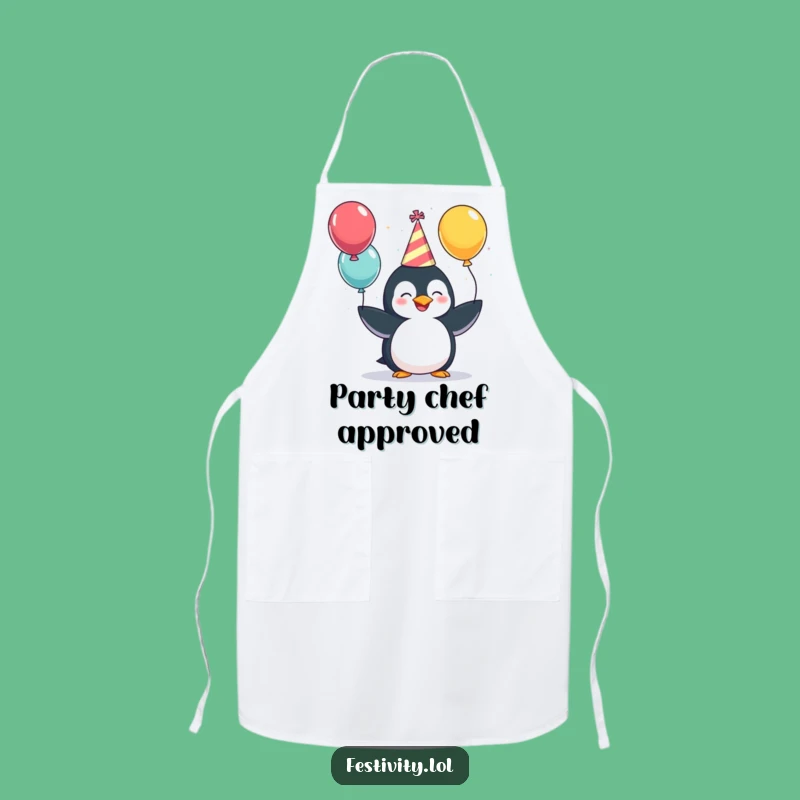 Funny Penguin Party Apron: Giggling Juggler's Festive Fun, Chef Humor Gift
