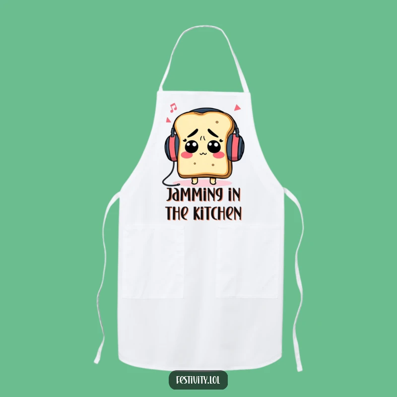 Funny Toast Headphones Apron: Cook to the Beat with Humor!
