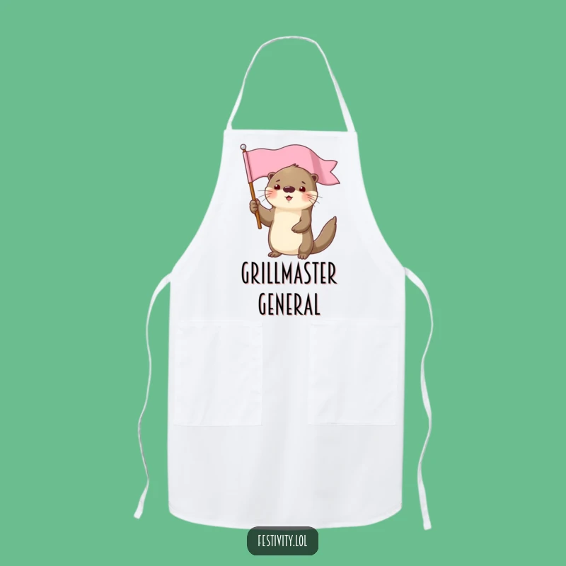 Funny Determined Otter Flag Apron: Cook Up Your Wins