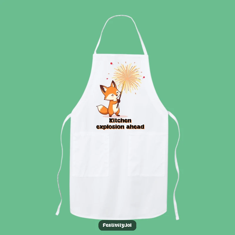 Funny Fox Firework Apron: Cook with Daring & Hilarious Explosive Flair