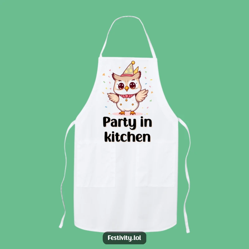 Funny Owl Party Apron: Tiny Planner's Confetti Toss, Perfect Funny Gift