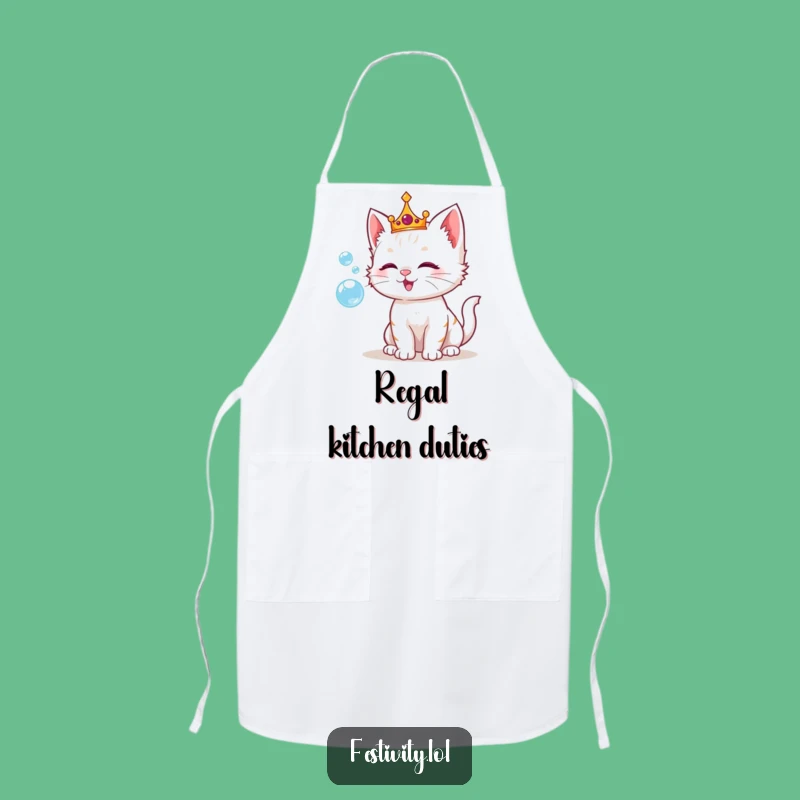 Funny Kitten Bubble Crown Apron: Cook with Royal Playfulness!