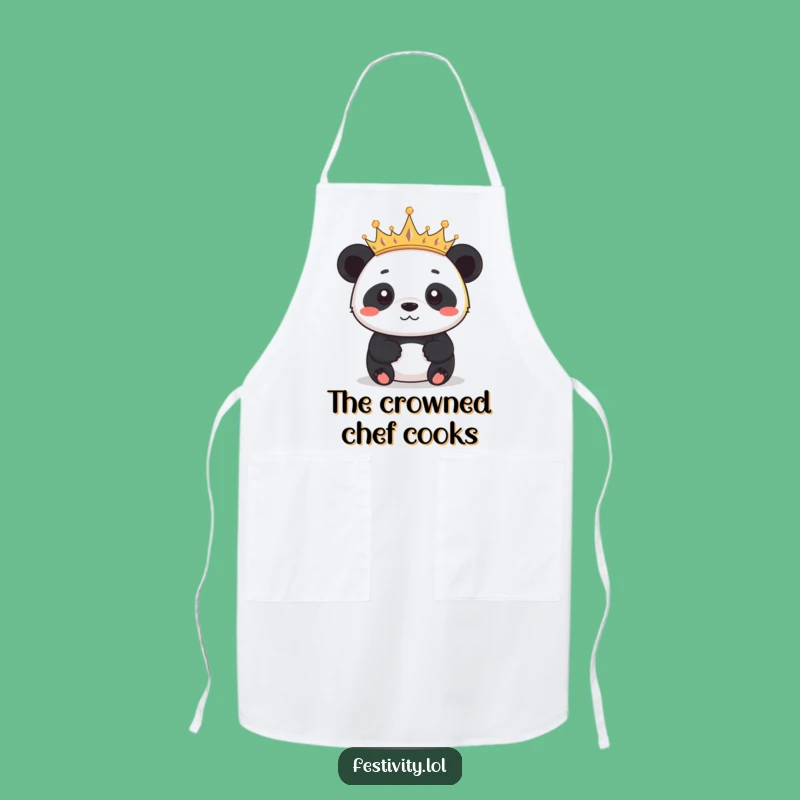 Funny Panda Crown Apron: Cook Like Royalty!