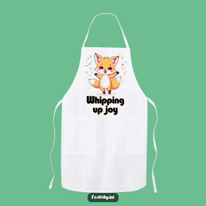 Funny Fox Cub Dance Apron - Cook Up Fun with Streamers!