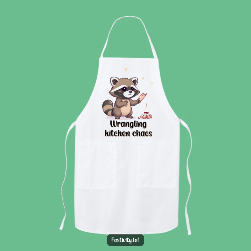 Funny Raccoon Juggling Apron: Kitchen Fun for Party Chefs!