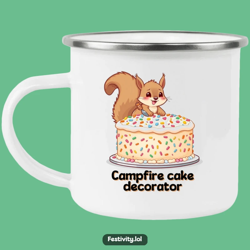 Funny Squirrel Cake Camping Mug: Sweet Adventures Await