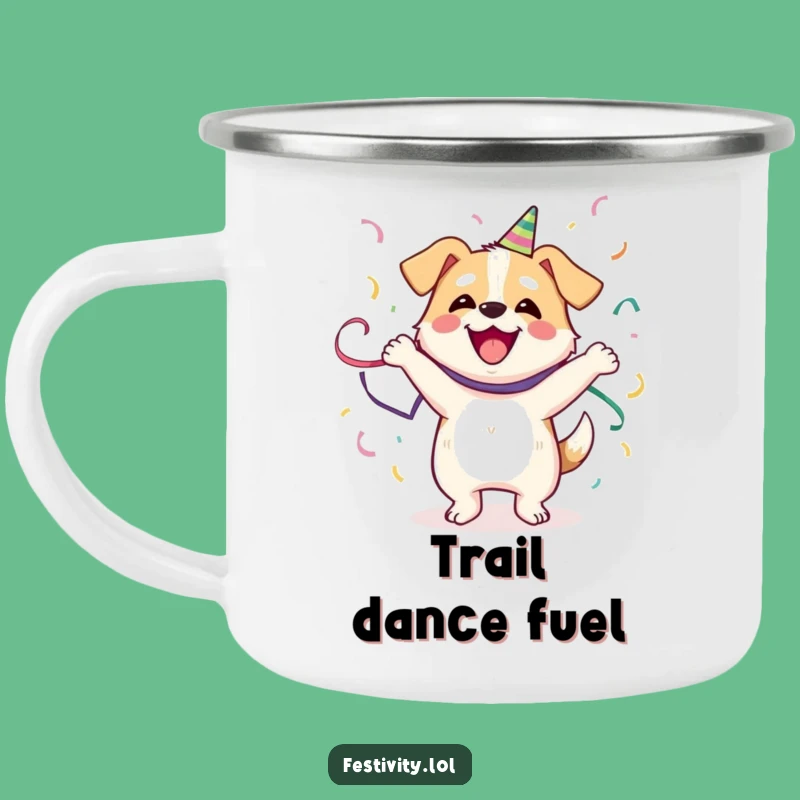 Durable Funny Dog Dance Camping Mug: Adventure with a Happy Howl