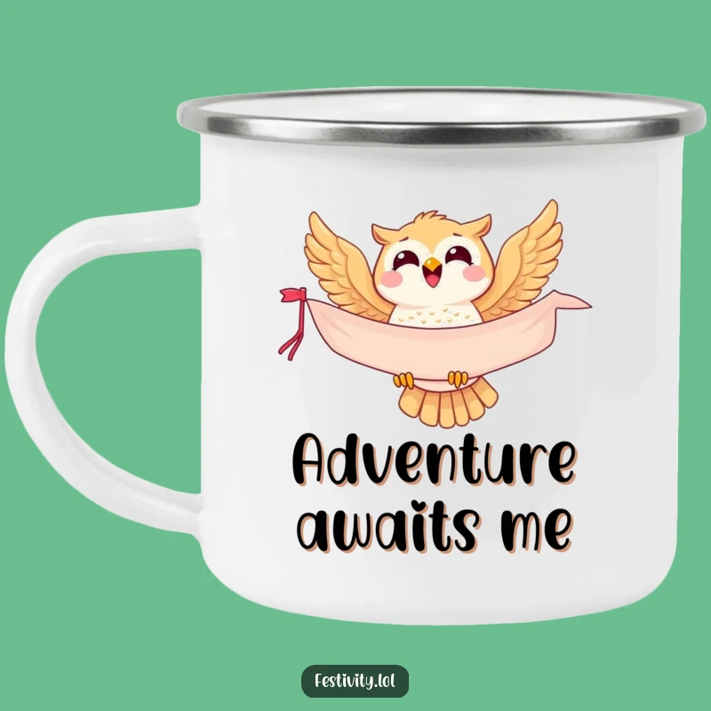 Funny Owl Camping Mug - Adventure with This Joyful Soaring Companion!