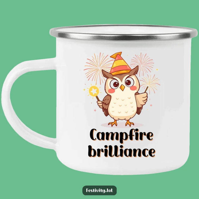 Funny Owl Firework Camping Mug: Adventure Fueled by Daring Cheers!