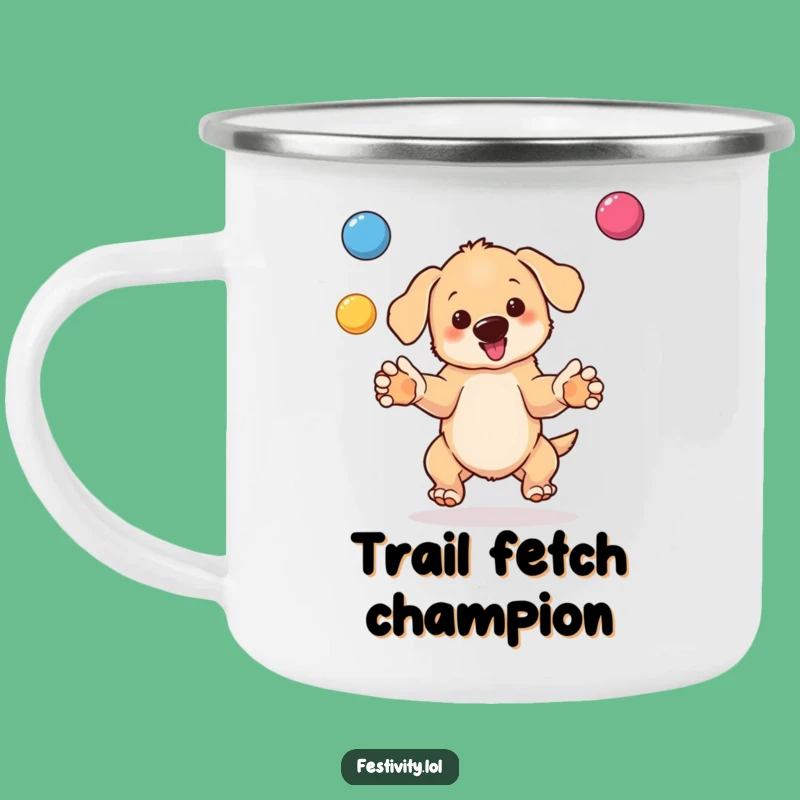 Funny Puppy Juggling Camping Mug: Outdoor Fun & Laughs - Ideal Gift!