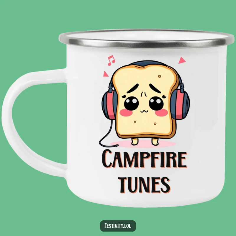 Funny Toast Headphones Camping Mug: Campfire Tunes and Laughter!