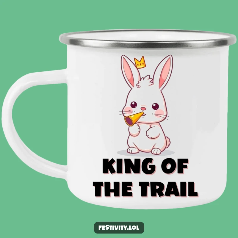 Funny Rabbit Camping Mug: Royal Adventures with a Party Horn Blower
