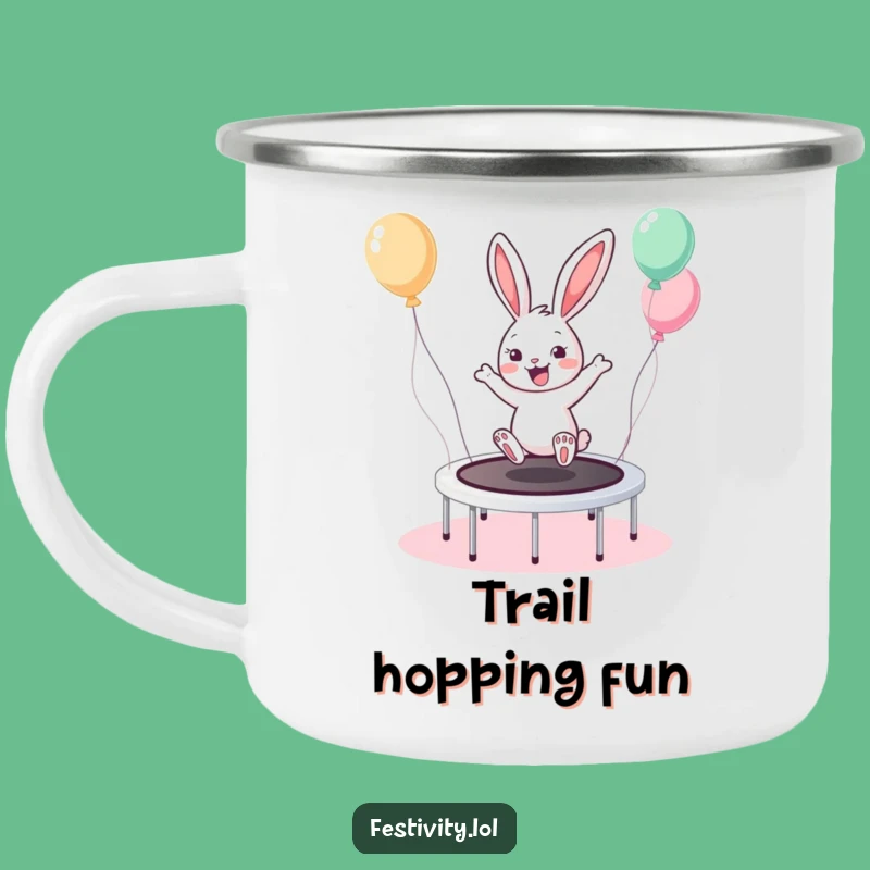 Adventure Ready Funny Bunny Trampoline Camping Mug: Jump into Fun, Great Funny Gift