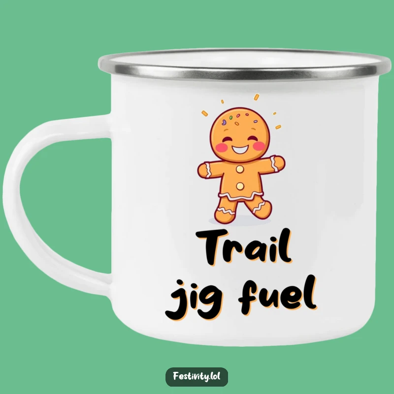 Funny Gingerbread Man Jig Camping Mug: Enjoy Hot Drinks with Hilarious Sprinkled Adventures