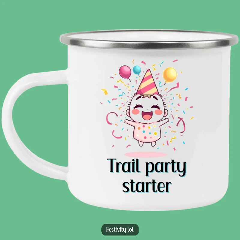 Funny Party Popper Camping Mug: Cozy Giggle Explosion Outdoors