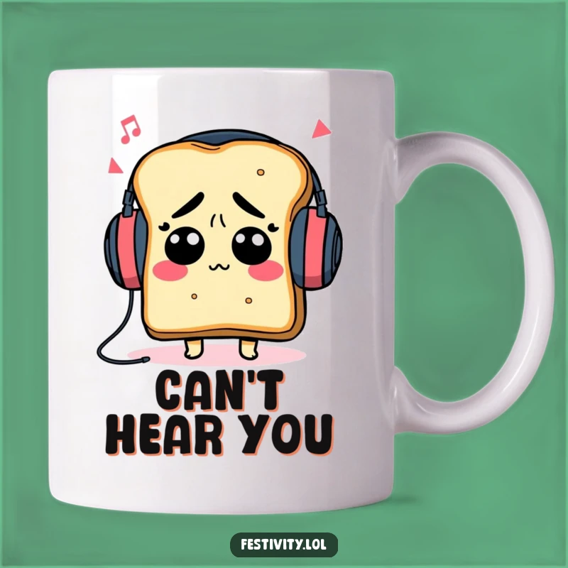 Funny Confused Toast Headphones Mug: Hilarious Gift for Music Lovers!