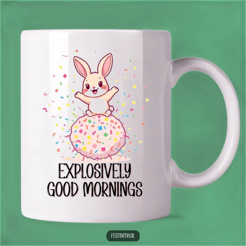 Funny Rabbit Confetti Mug: Bouncing Fun, Perfect Humorous Gift