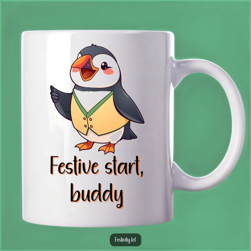 Funny Puffin Flag Mug: Festive Fun Gift for Bird Lovers