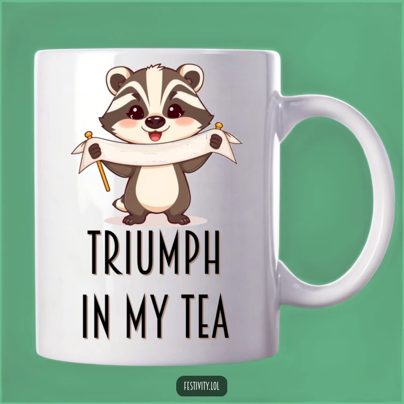 Funny Badger Banner Mug: Celebrate Victories with Humor