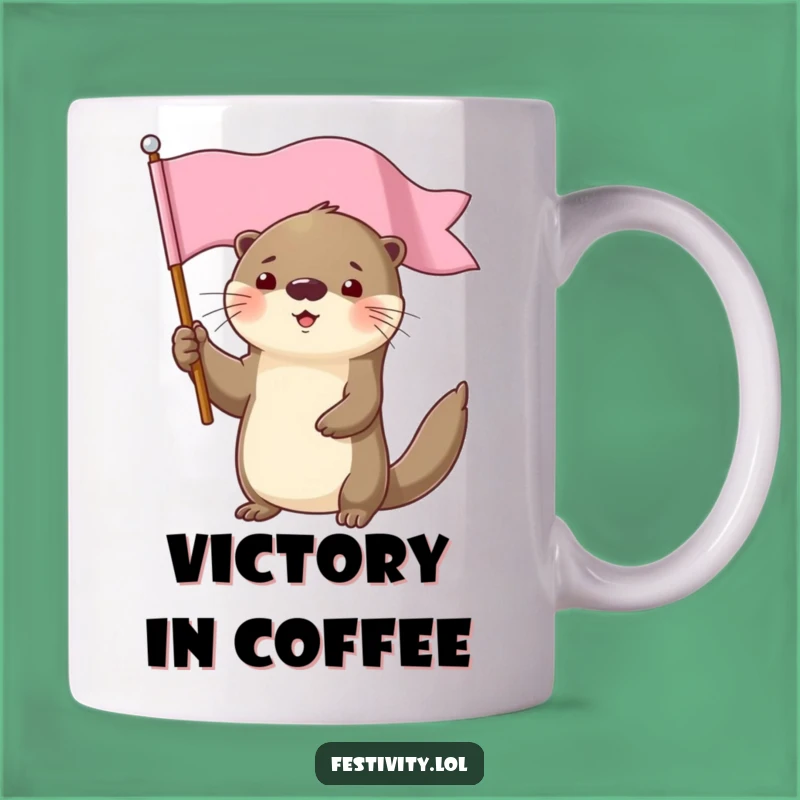 Funny Determined Otter Flag Mug: Celebrate Victories with Humor