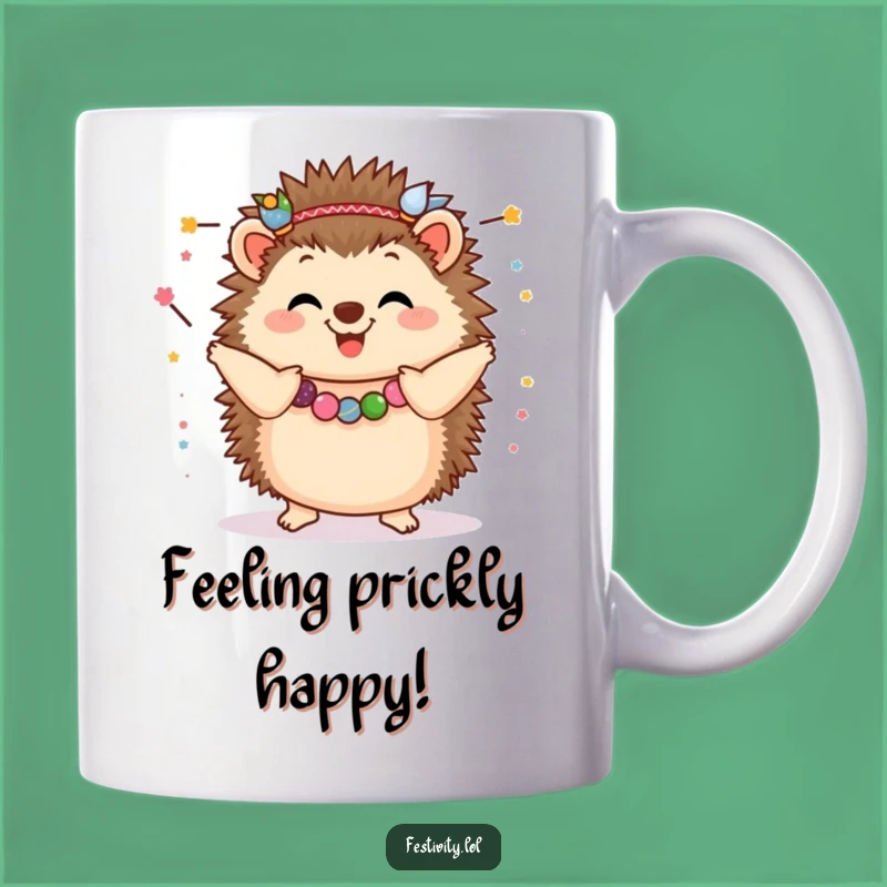 Funny Hedgehog Garland Dance Mug: Festive & Joyful Gift for Party Animals