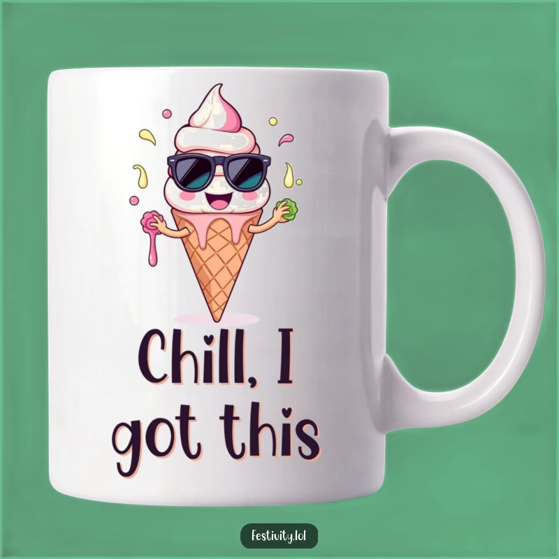 Funny Ice Cream Mug: Juggling Melts with Cool Humor, Perfect Funny Gift