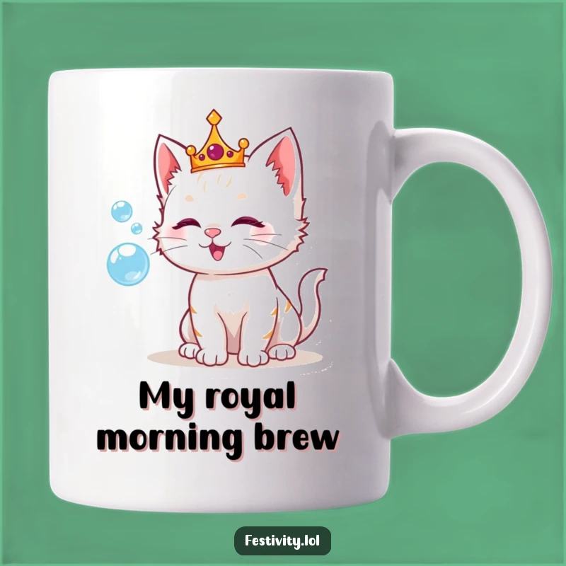 Funny Kitten Bubble Crown Mug: Sip in Royal, Playful Delight!