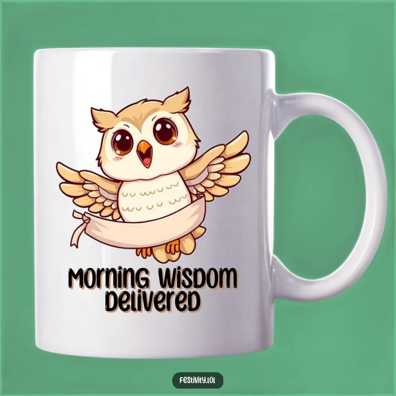 Funny Owl Banner Mug: Wise Bird Soaring Message, Perfect Funny Gift Idea