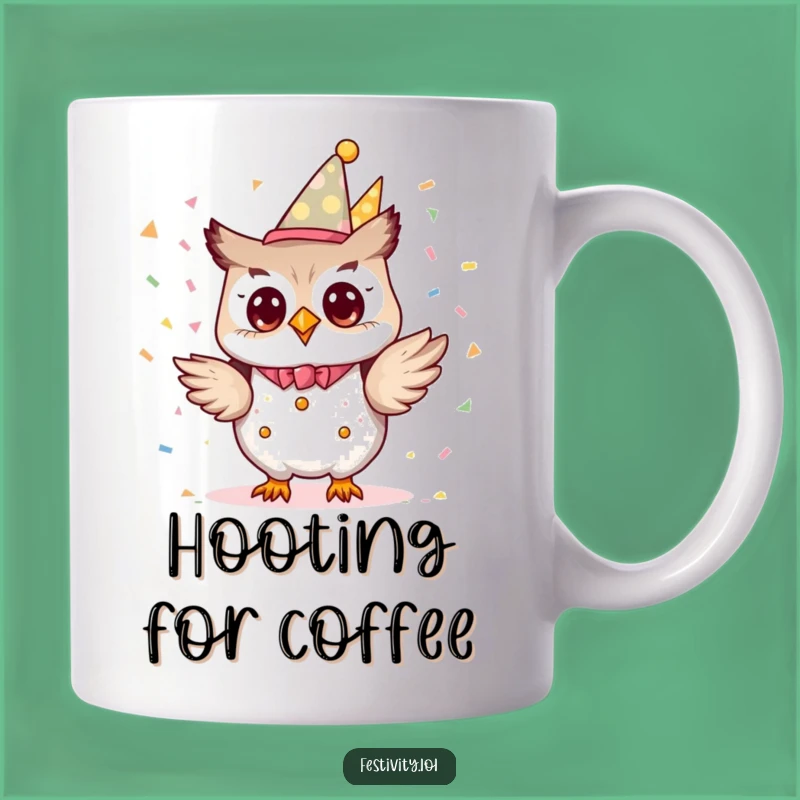 Funny Owl Party Mug: Tiny Planner Tosses Confetti, Perfect Funny Gift