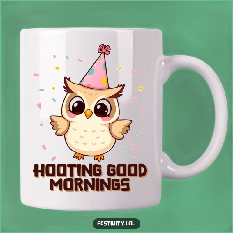 Funny Owl Party Mug: Celebrate with Laughter Thanks to This Hilarious Confetti-Loving Owl