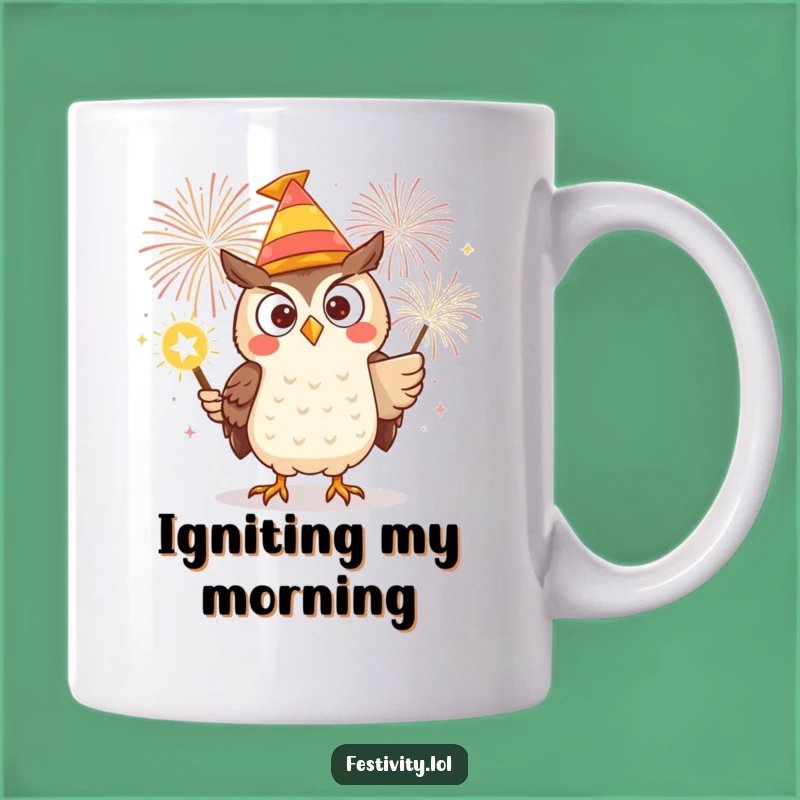 Funny Owl Firework Mug: Ignite Fun with this Hilarious Gift!