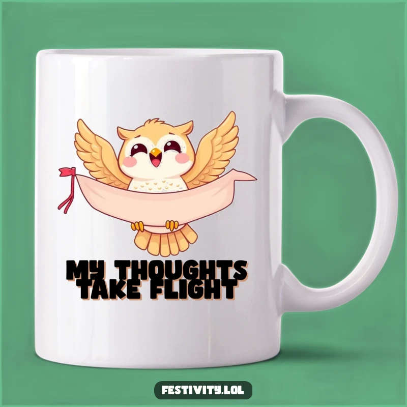 Funny Joyful Owl Banner Mug - Perfect Gift for Bird Lovers & Bookworms