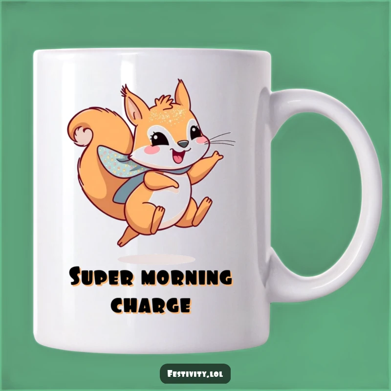 Funny Squirrel Hero Mug - Sparkly Cape Leap for Joyful Mornings!