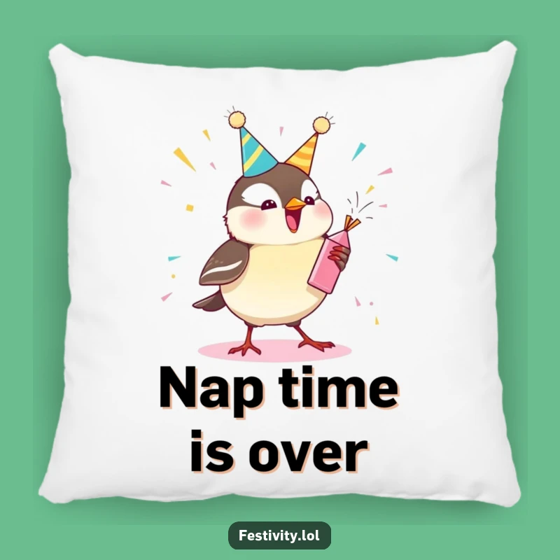 Cozy Funny Chickadee Party Popper Pillow - Adorable Accent for Happy Homes