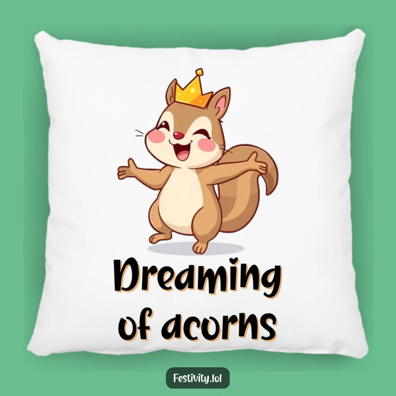 Funny Squirrel Dancing Crown Pillow - Soft, Comfy, and Hilarious Royal Decor Gift