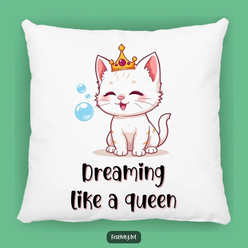 Funny Kitten Bubble Crown Pillow: Soft Comfort with Royal Playfulness!