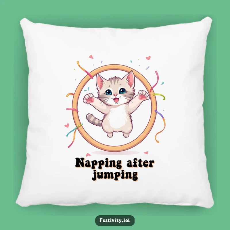 Funny Kitten Hoop Leap Pillow: Cozy Up with Playful Purrs!