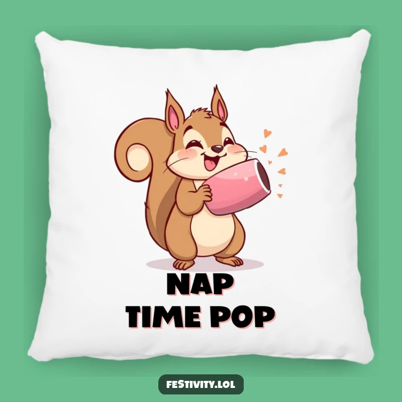 Funny Party Squirrel Pillow: Cozy Confetti Dreams, Humorous Accent