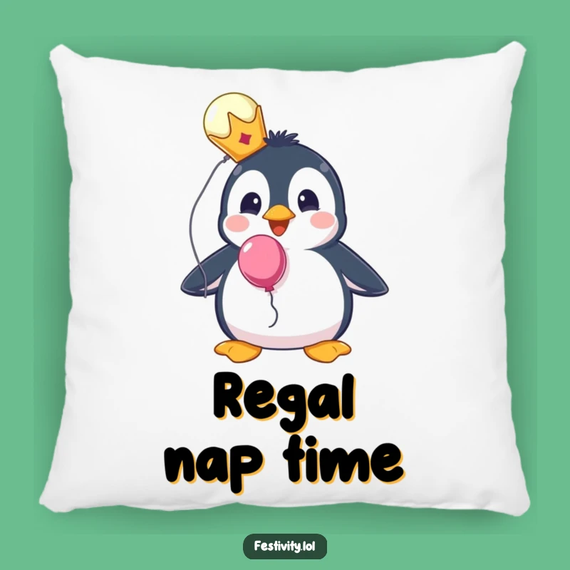 Funny Penguin Royal Pillow - Snuggle Up with Surprise Balloon Comfort!