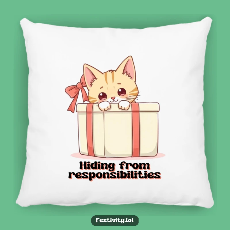 Funny Cat Gift Box Pillow: Snuggle Up with Hilarious Feline Curiosity!