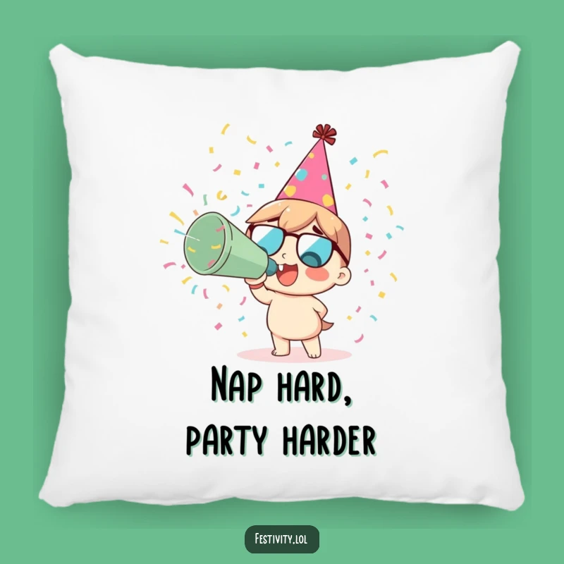 Funny Party Pillow - Confetti Cannon Cheer - Cozy Celebration Accent