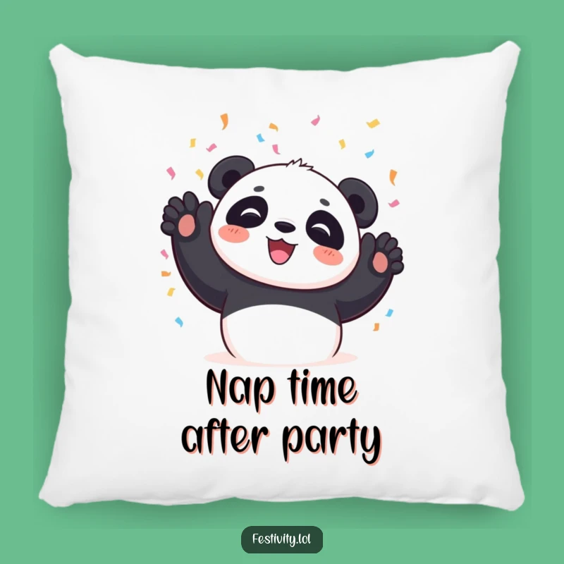 Funny Panda Pillow: Cozy Comfort with a Gleeful Confetti Toss