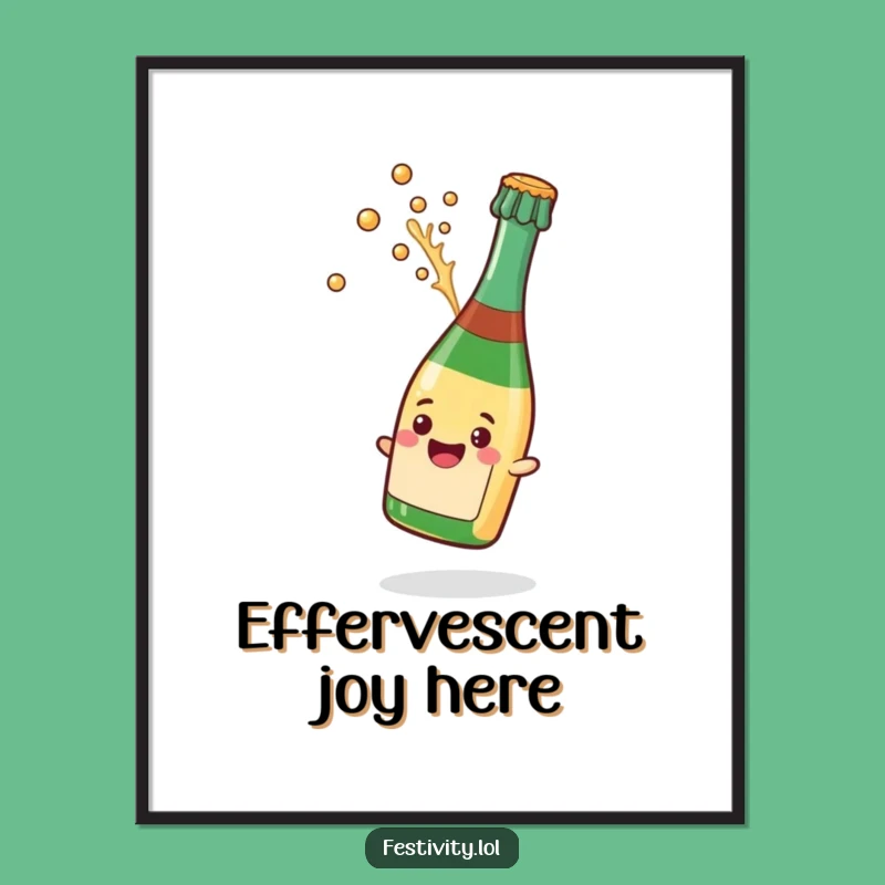 Funny Champagne Pop Digital Art: Celebratory Splash File, Instant Funny Gift