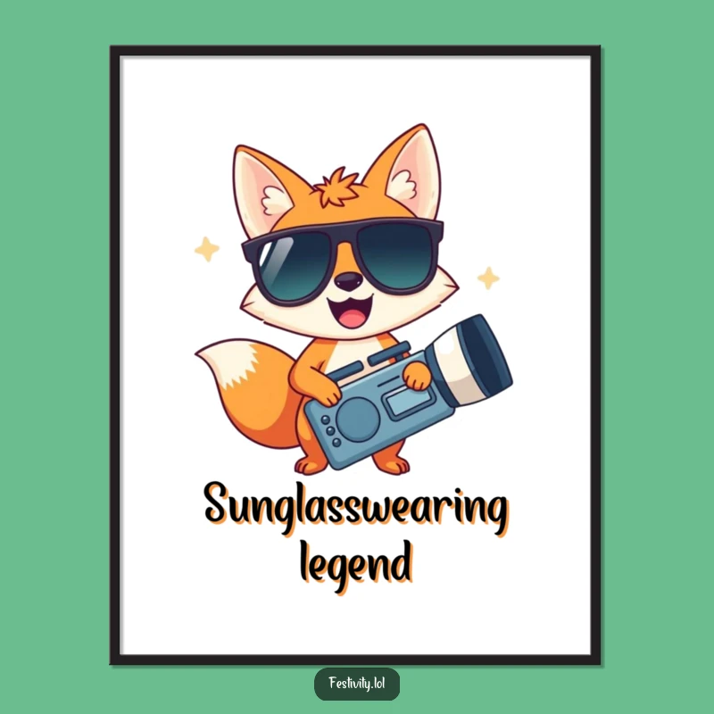 Funny Cool Fox Party Digital Art - Hilarious Sunglasses Decor for Instant Fun Gift